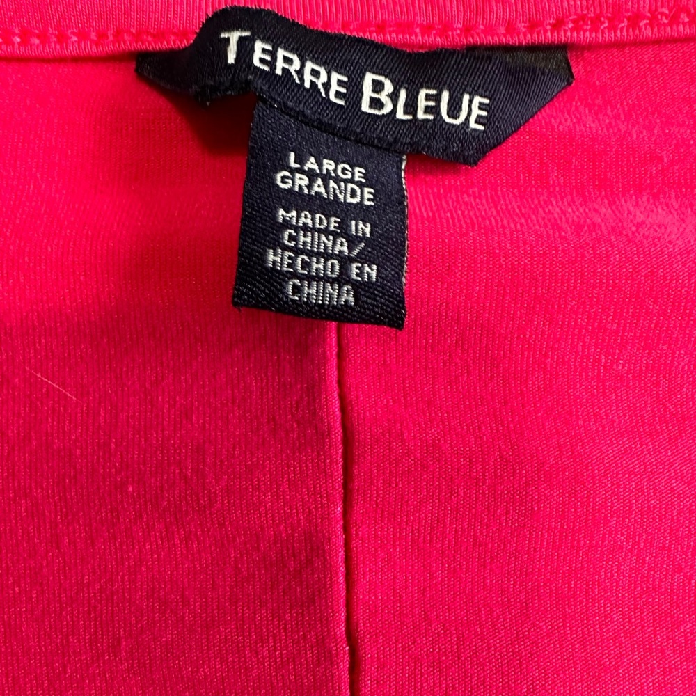 Terre Bleue Womens L Pink Strappy Lattice Neck Tunic Top Rayon Stretch Soft - Picture 5 of 6